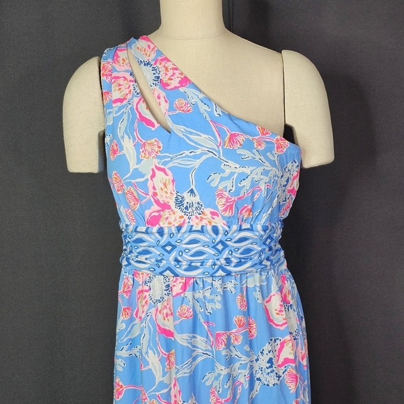 Lilly Pulitzer Helina One Shoulder Midi Dress Multi Bahamian Rhapsody - Picture 3 of 8